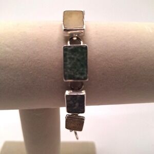 Gemstone bracelet from Mexico sterling silver artisan crafted jasper RARE